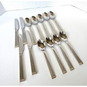 Godinger Stainless Flatware GOLDEN BRAID 13 Pieces Spoons Dinner Knives
